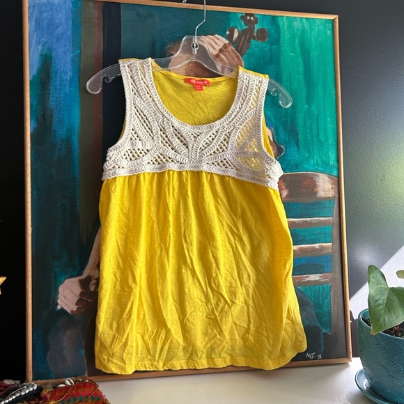 Joe Fresh Yellow Tank Top with White Lace M - Picture 16 of 16